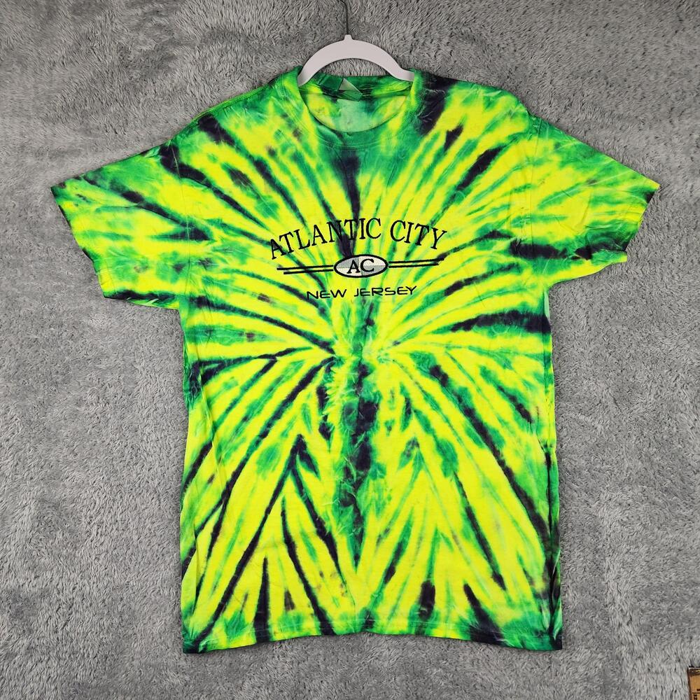 Atlantic City New Jersey Shirt Mens Medium Green Tie Dye Colortone Souvenir